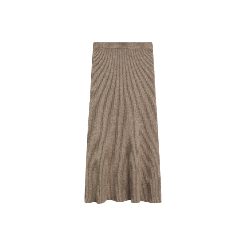Massimo Dutti Knit Long Skirts Women's Gray Brown-0