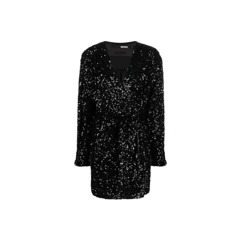 Rotate Birger Christensen Sequin embellished Wrap Minidress-0