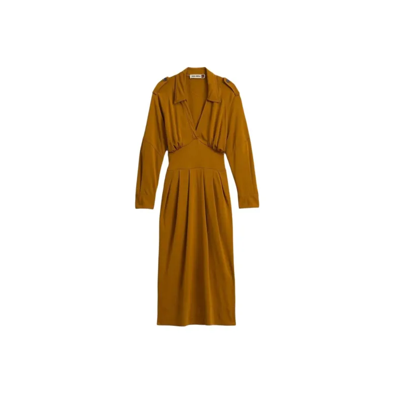 ZARA SRPLS Series Long Sleeved Dresses Women's Mustard-0