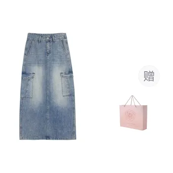 ZAZN Denim Long Skirts Women's Nostalgic Blue