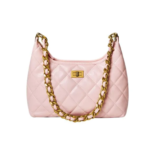 15 MINS Synthetic Leather Crossbody Underarm Shoulder Bag Women's Pink/Silver