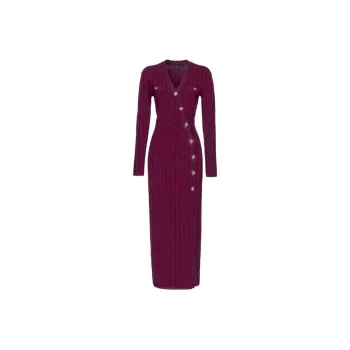 PINKO Abito Lungo In Maglia Con Bottoni Dorati Long Sleeved Dress Women's Red