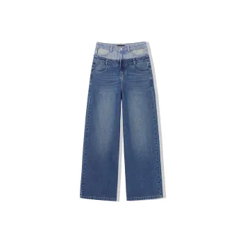 LA CRAWFISH Jeans Women's Washed Denim Blue