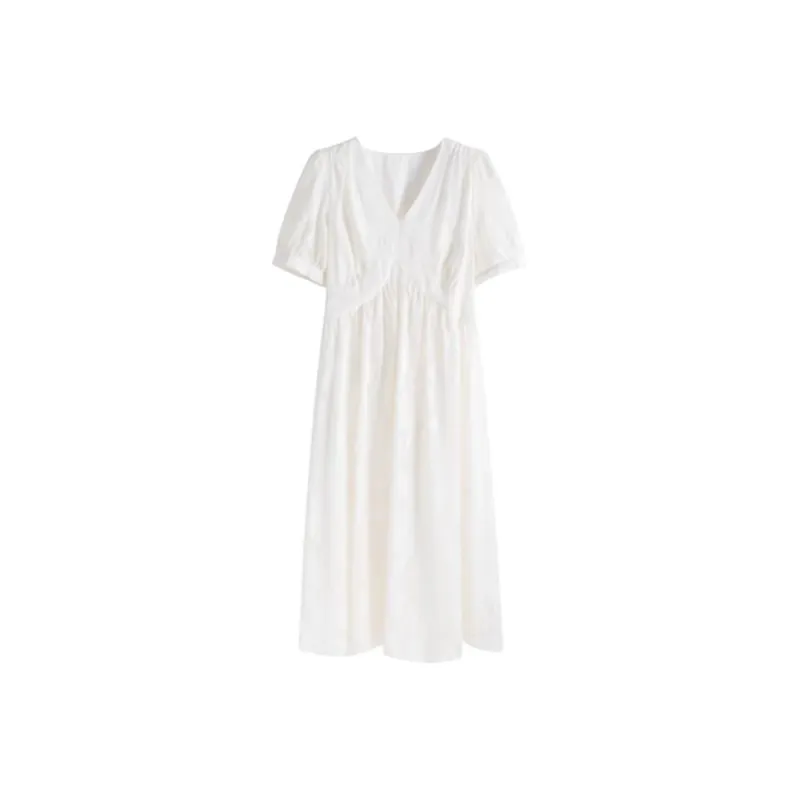 HUASJ Short Sleeved Dresses Women's White-0