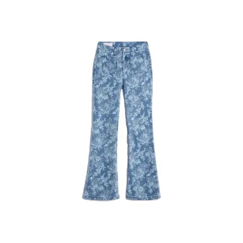 GAP X LoveShackFancy High Rise Floral '70s Flare Jeans With Washwell Indigo Flowers