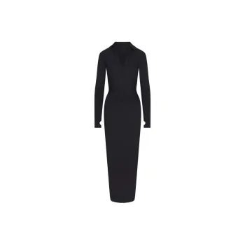 Khy SS24 DROP 009 Smooth Stretch Ruched Maxi Dress Long-Sleeved Dresses Women's Black