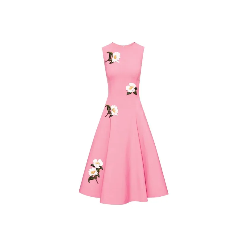 Oscar De La Renta Camellia Threadwork Midi Dress-0