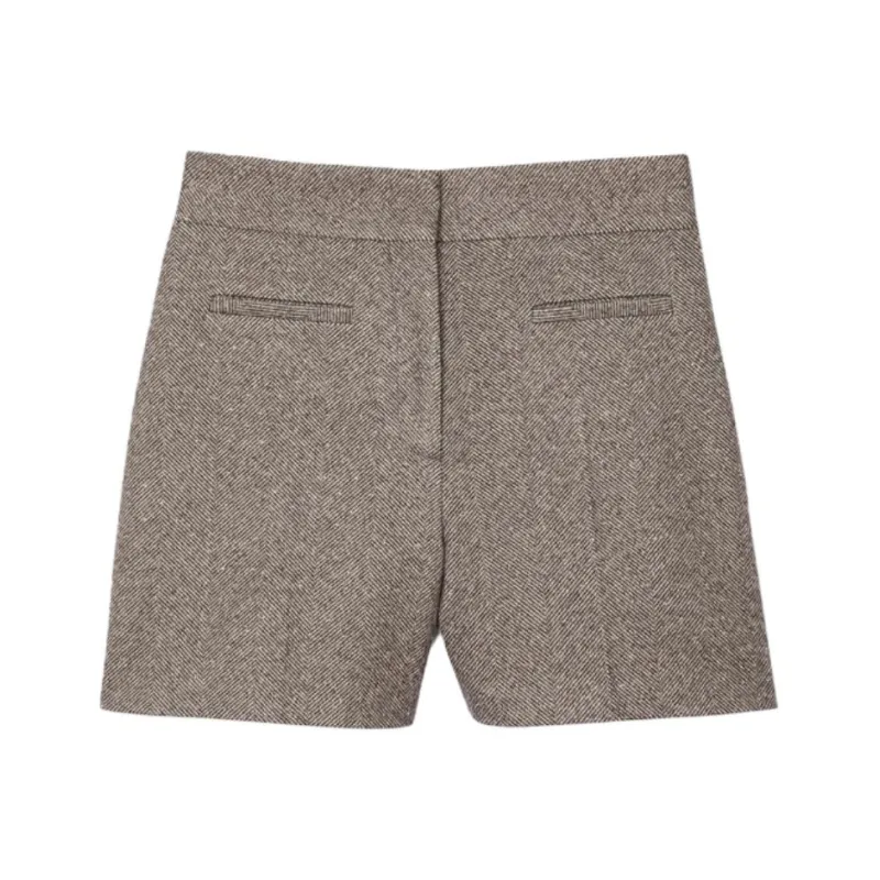 Sandro Houndstooth High-waisted Shorts-0