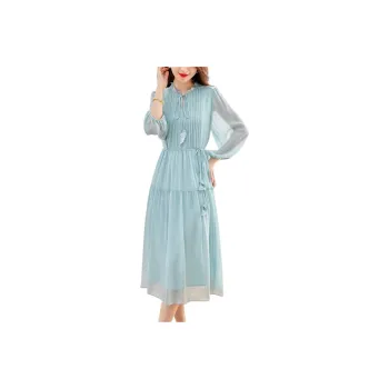 Yi Mengyuan Lace-Up Silk Short-Sleeved Dress Women's