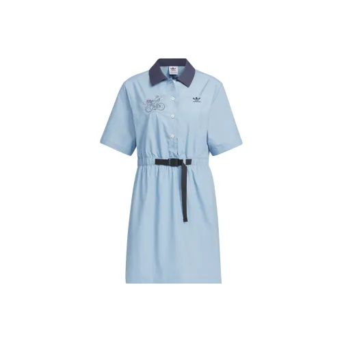 Adidas Originals Short Sleeved Dresses Women's Blue