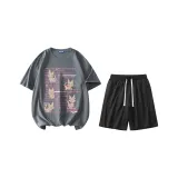 Two-Piece Set (Iron Gray Top+Black Pants)