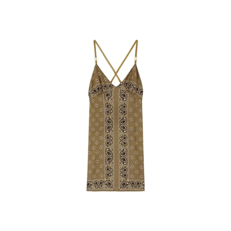 PALM ANGELS Paisley Printed V Neck Slip Dress-0