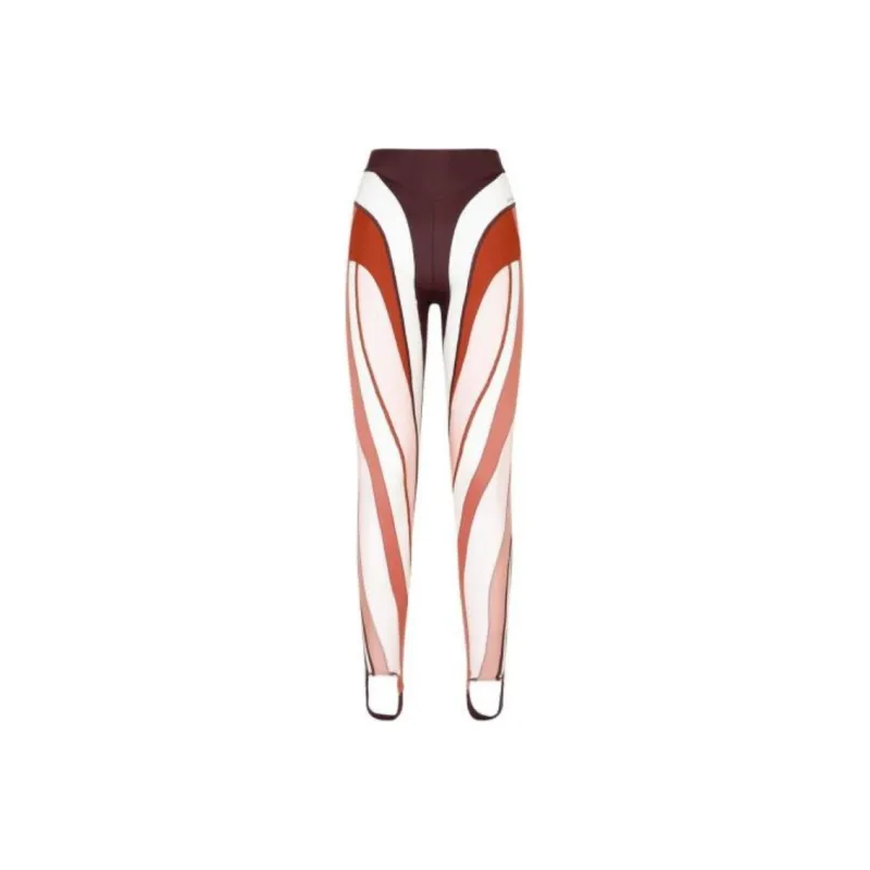 Mugler Spiral Tulle panelled Jersey Leggings-0