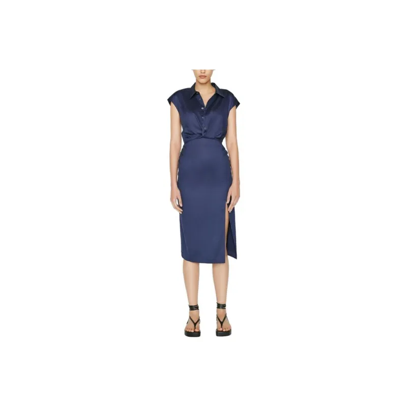 FRAME SS23 Short Sleeved Dress Women's Blue-0