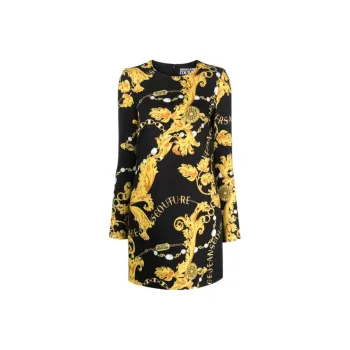 VERSACE JEANS Baroque print Long sleeve Minidress