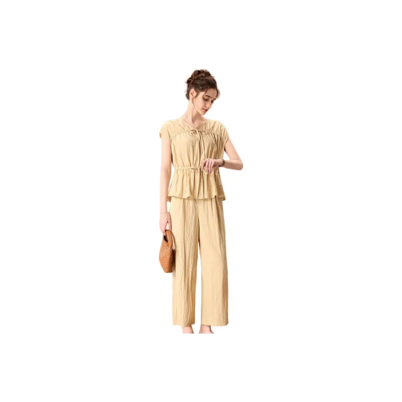 FENHONGMALI Casual Suit Women's Apricot-0