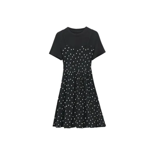 PLANE DRIFT Short Sleeved Dress Women's Black