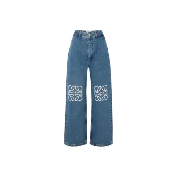 LOEWE Anagram Baggy Jeans In Denim Blue