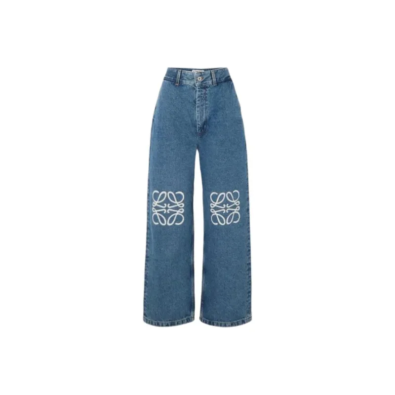 LOEWE Anagram Baggy Jeans In Denim Blue-0