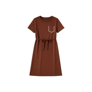 LUYOUYE Short Sleeved Dress Women's Brick Red