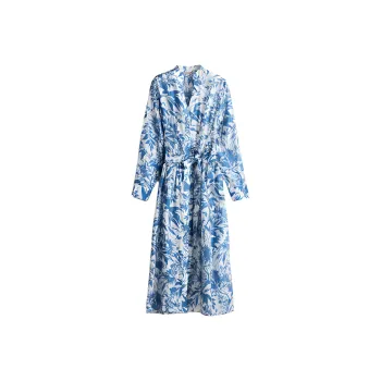 H&M Long Sleeved Dress Women's White/Blue