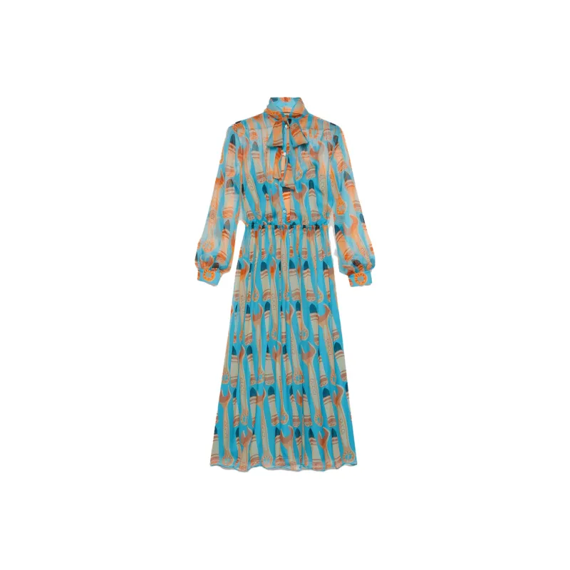 GUCCI SS23 Long-Sleeved Dresses Women's Light Blue-0