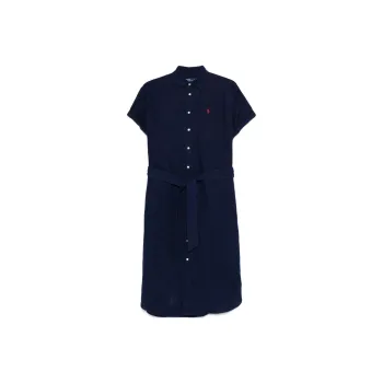 Polo Ralph Lauren Logo Embroidered Oxford Midi Shirt Dress