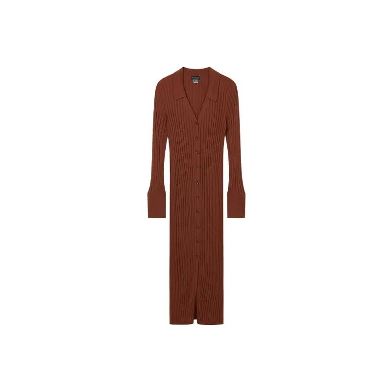 CLUB MONACO Long Sleeved Dresses Women's Red Brown-0