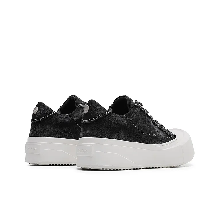 Angelmi Coverage Abrasion Resistant Low Top Skateboard Shoes Men's Washed Black-2