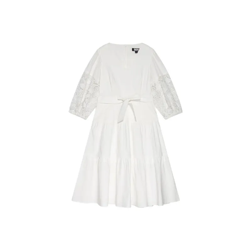 DKNY Long Sleeved Dress Women's White-0