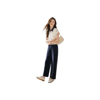 Mo Han Yi Mei SS24 Casual Suit Women's White & Navy Blue