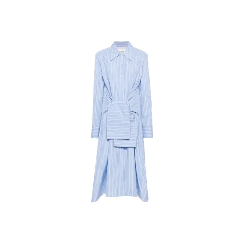 JIL SANDER Striped Midi Shirt Dress
