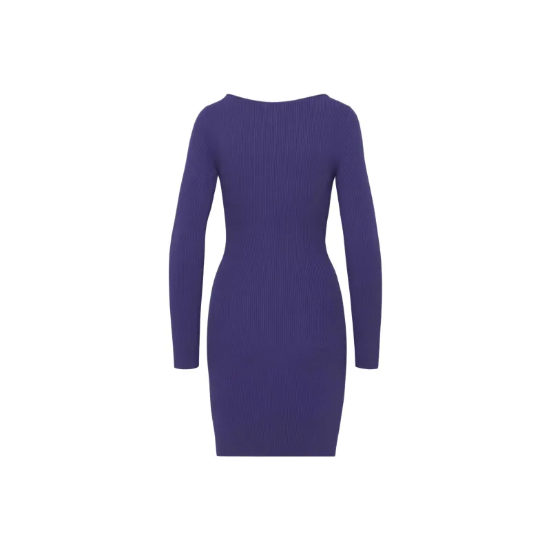 ARITZIA Wilfred Free Cut-Out Knit Longsleeve Mini Dress Long-Sleeved Dresses Women's Deep Violet-0