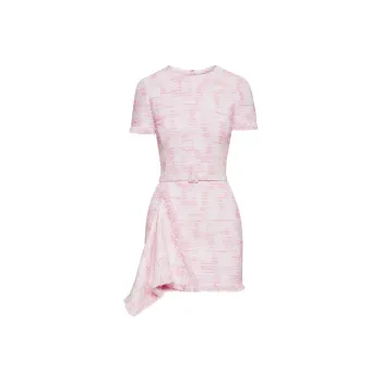 Oscar De La Renta Textured Tweed Draped Minidress
