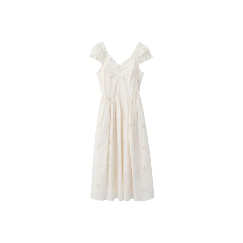 GLEE DIARY Short Sleeved Dress Women's Apricot-0