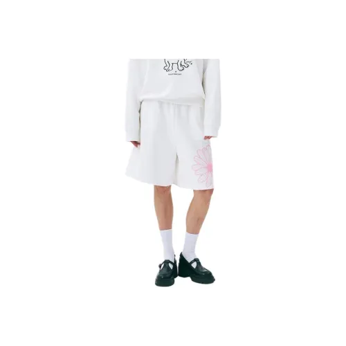 MARDI MERCREDI SS25 OVERSIZED SWEAT BERMUDA FLOWER_WHITE PINK Casual Shorts Korean Style Women's White Pink