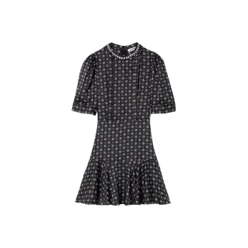 Sandro Star print Embellished collar Minidress