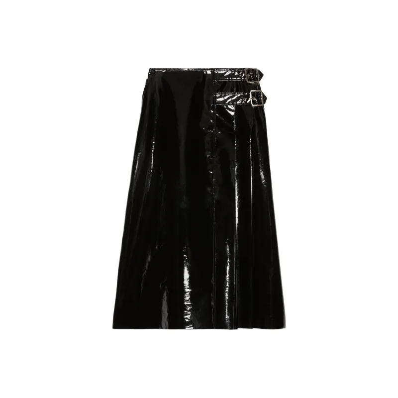 GUCCI Vinyl Effect Skirt Black-0