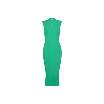 BALMAIN Ribbed Knit Midi Dress 'Green'