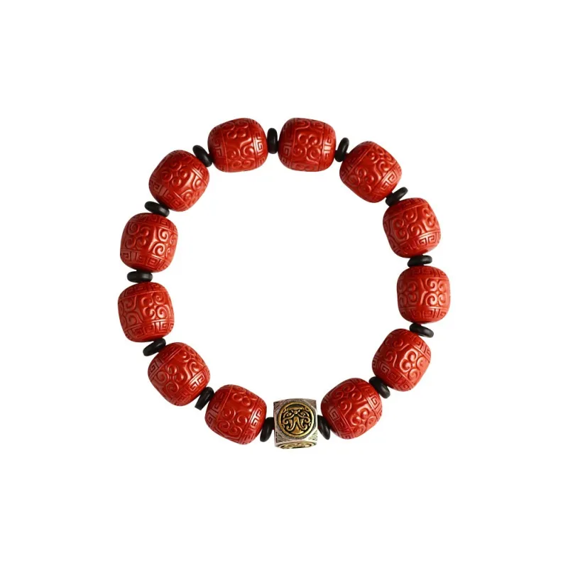 WUMZK Reconstructed Cinnabar Bracelets Unisex-0