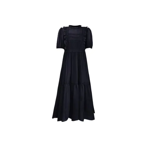 Lingzi Flies Short-Sleeved Dresses Women's Black