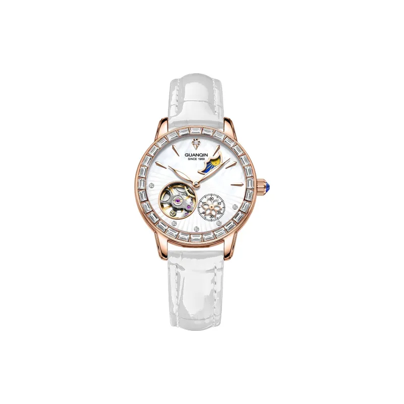 GUANQIN Dreamy Galaxy Collection Automatic Mechanical Movement Cow Leather Strap Watch Women's Watch White Dial-6
