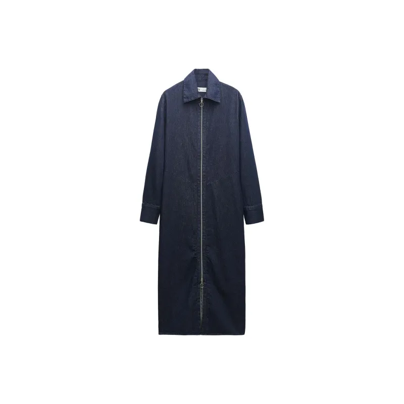 ZARA Long Sleeved Dresses Women's Blue-0