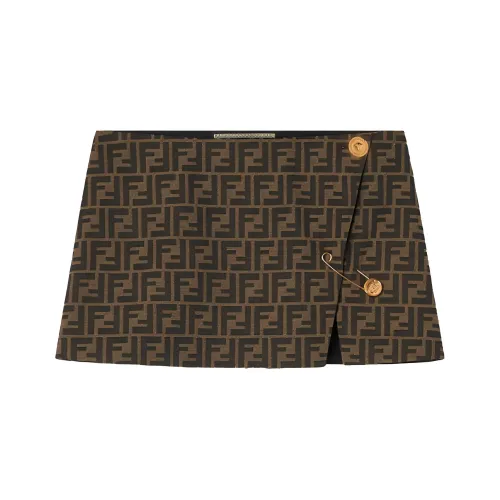 Fendi X VERSACE Casual Short Skirts Women's Dark Brown