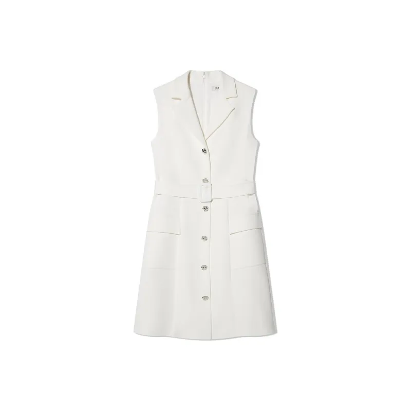 COVERINS Sleeveless Dress Women's White-0