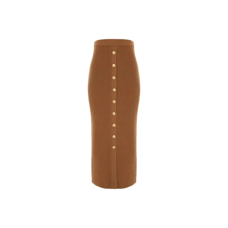 Zimmermann Knit Long Skirt Women's Brown-0