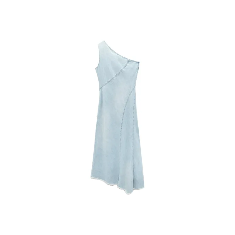 ZARA Sleeveless Dress Women's Blue-0
