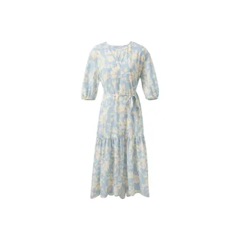 3COLOUR Short Sleeved Dress Women's Sky Blue Floral