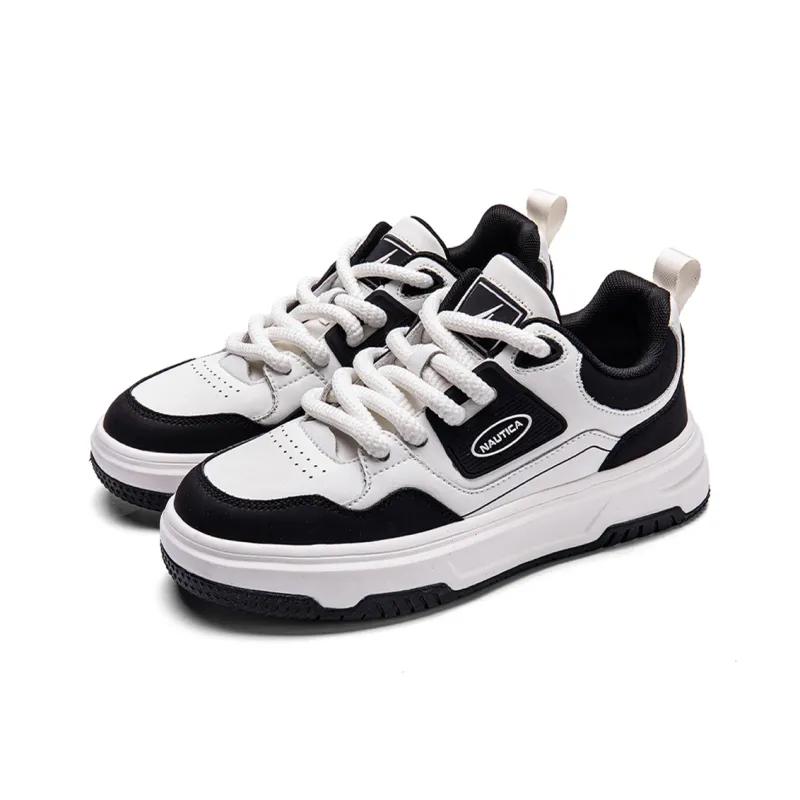 NAUTICA Abrasion Resistant Height Increasing Low Top Skateboard Shoes Men's White Black-2