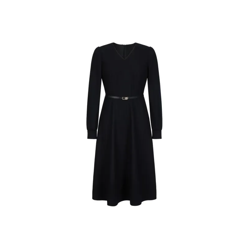 JZ. ANNAKRO Long Sleeved Dresses Women's Plain Black-0